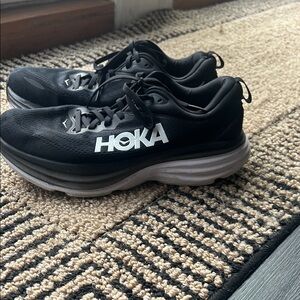 Hoka Black Athletic Shoes with White Logo
